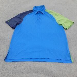Ibkul Shirt Mens Medium Polo Blue UPF 50 Short Sleeve Golf Collared